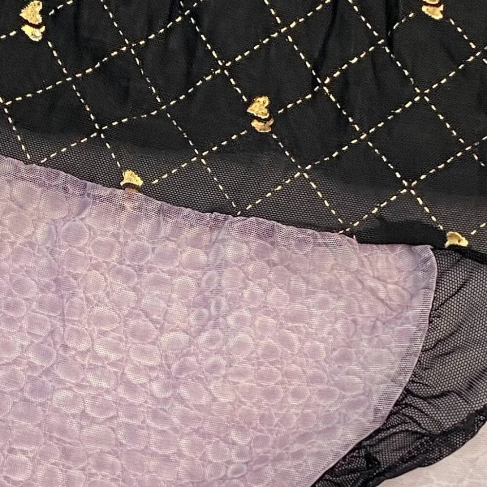 3/$30 Bundle • Lavender Black Gold Babydoll LS44 NWT